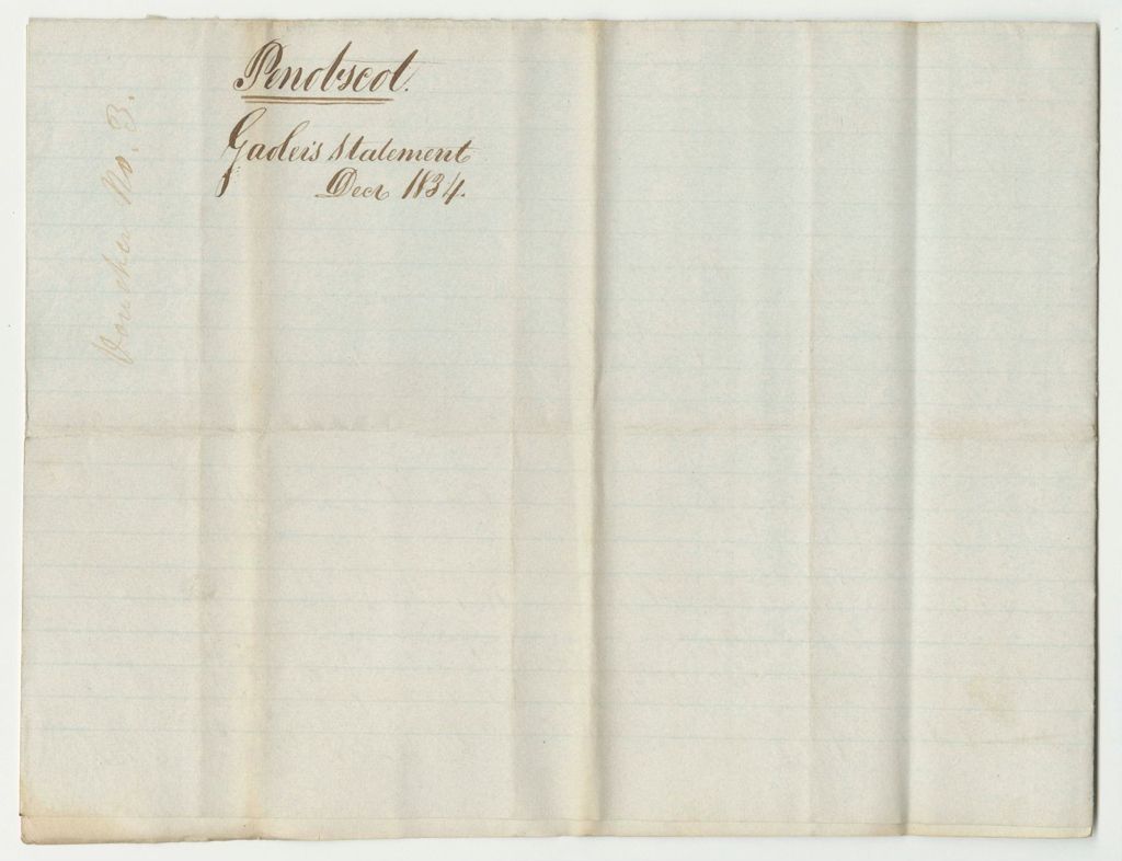 Miniature of Account of Levi Bradley, Underkeeper of the Gaol in Bangor in the County of Penobscot, for Support of Persons Therein Confined on Charge or Conviction of Crimes or Offences Against the State and Which By Law is Chargeable to the State from August 6th to December 9th 1834