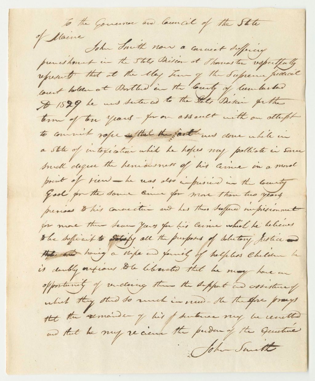 Miniature of John Smith's Request for a Pardon