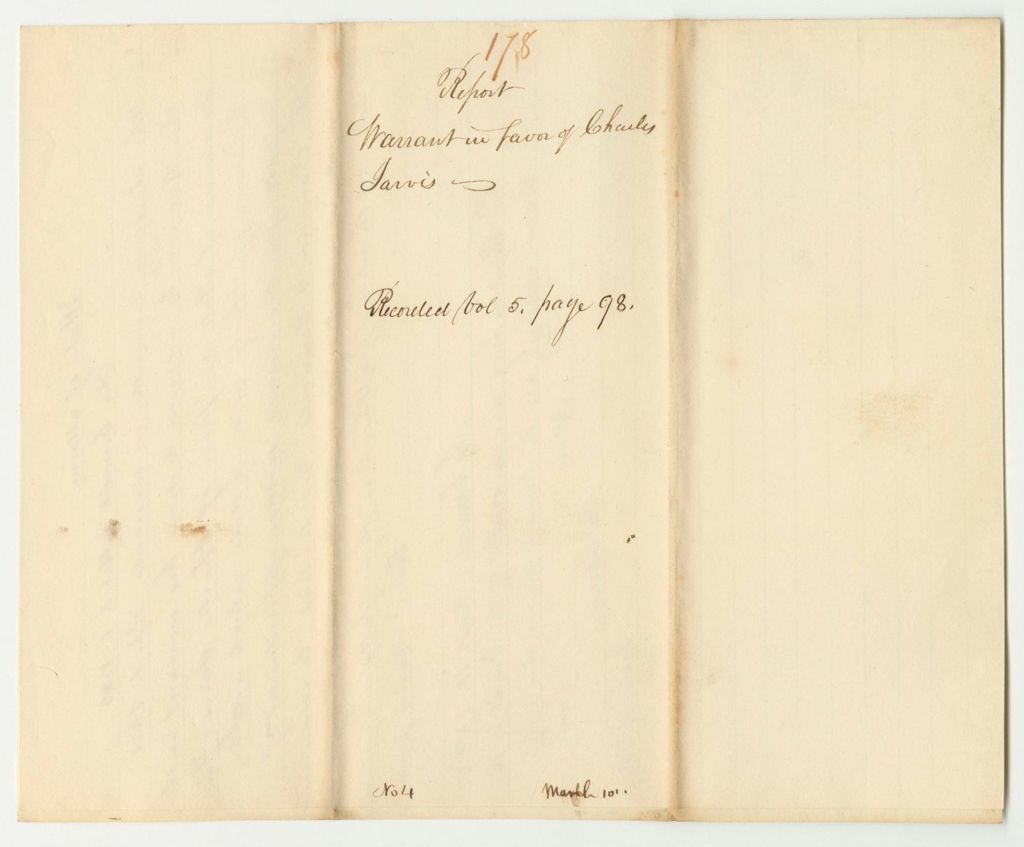Miniature of Report 178: Warrant in Favor of Charles Jarvis for Examining the United States Mars Hills Road