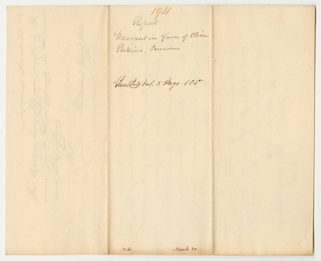 Miniature of Report 194: Warrant in Favor of Oliver Perkins, Pensioner