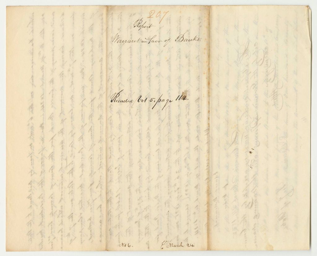 Miniature of Report 207: Warrant in Favor of Banks