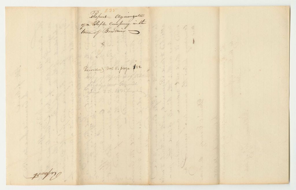 Miniature of Report 235: Report on the Organization of a Rifle Company in Bowdoin