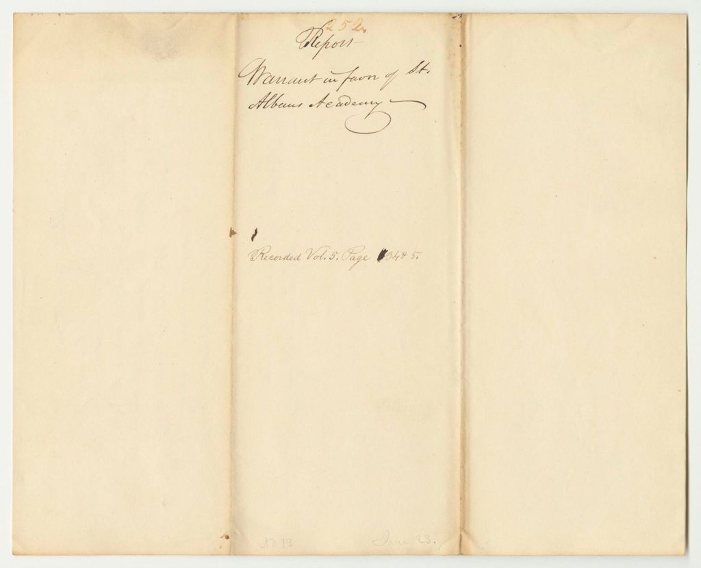 Miniature of Report 252: Warrant in Favor of St. Albans Academy