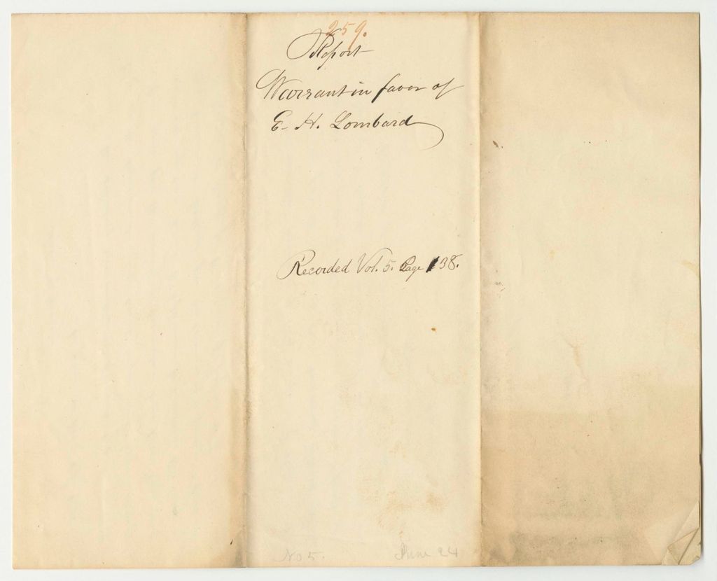 Miniature of Report 259: Warrant in Favor of Ephraim H. Lombard as Informant and Prosecutor of Joseph H. Rich, for Passing Counterfeit Coins