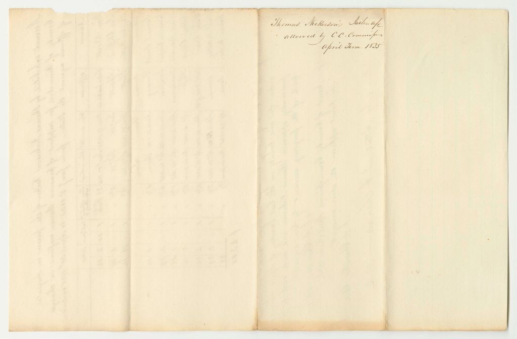 Miniature of Account of Thomas Nickerson, Keeper of the Prison in Augusta, County of Kennebec, for Support of Prisoners Therein Confined on Charges of Offences Against the State, from January 3rd to April 30th 1835