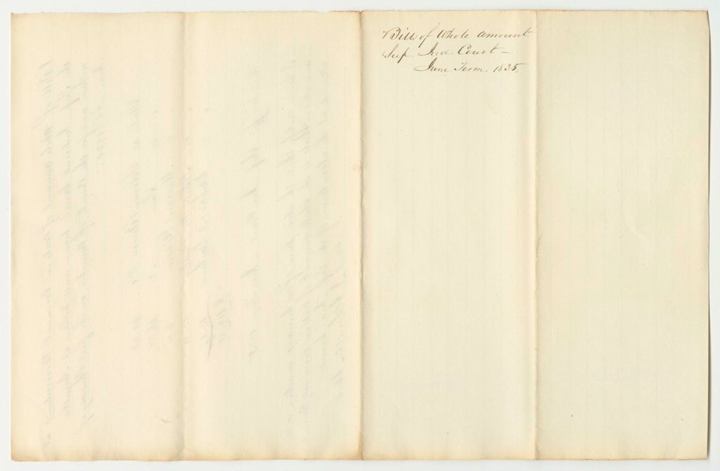 Miniature of Bill of Whole Amount of Costs in Criminal Prosecutions at the Supreme Judicial Court Begun and Holden at Augusta, Within and for the County of Kennebec, June Term 1835