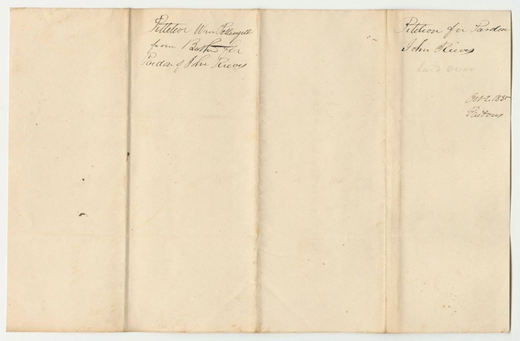 Miniature of Petition of William Pettingill for the Pardon of John Reeves