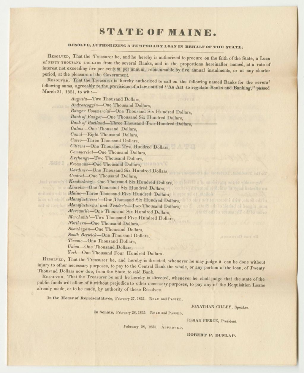 Miniature of State Loan to the Augusta Bank
