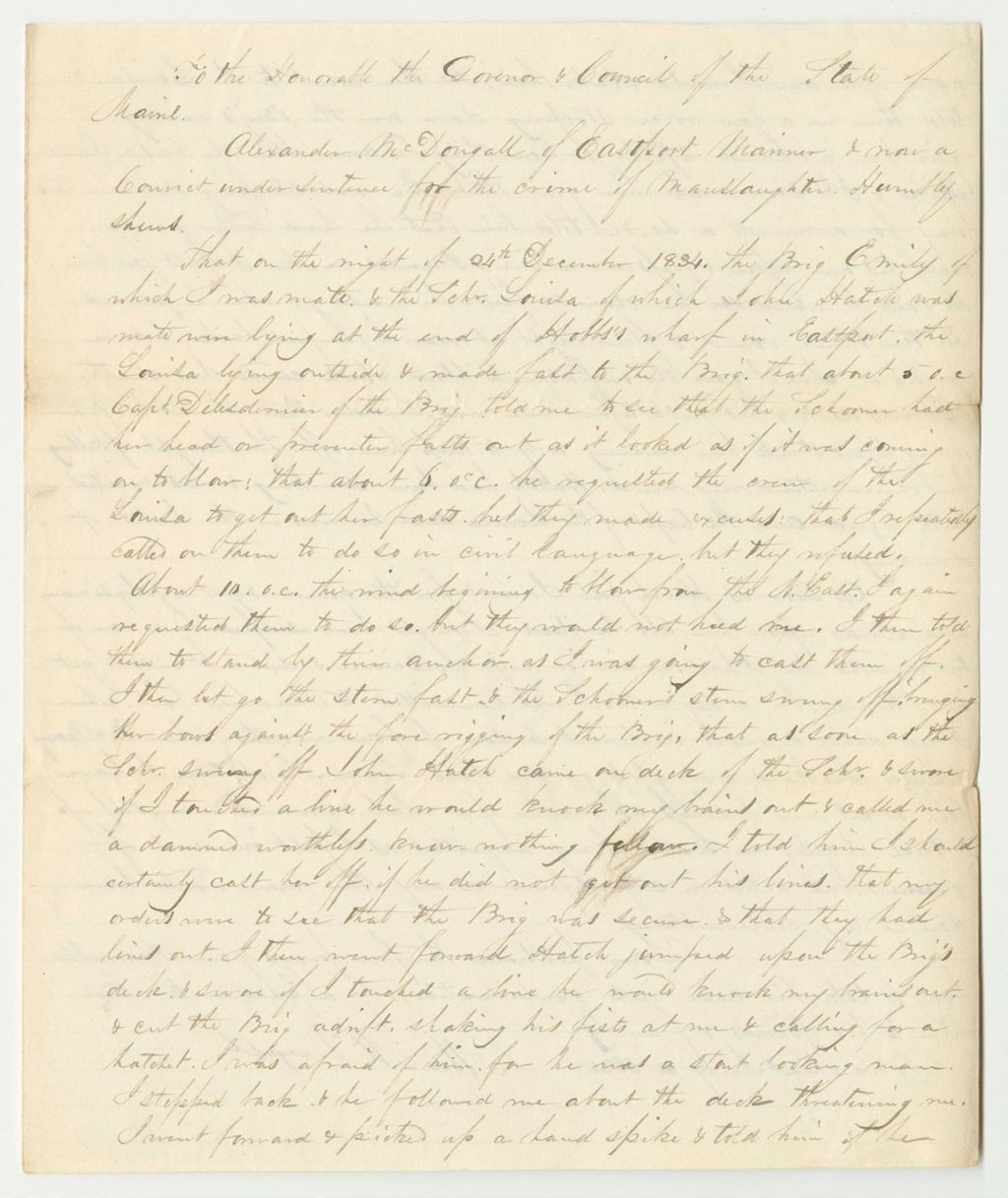 Miniature of Petition of Alex McDougal for a Pardon