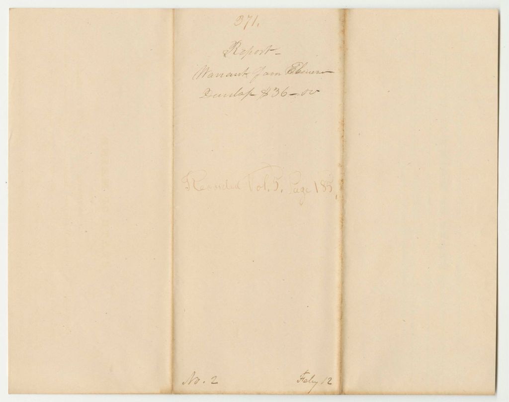 Miniature of Report 371: Warrant in Favor of Ebenezer Dunlap, Pensioner