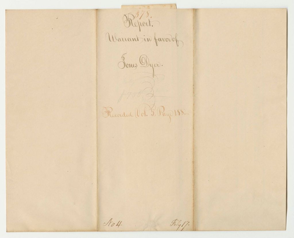 Miniature of Report 378: Warrant in Favor of Jones Dyer for Interest on a Loan to the State