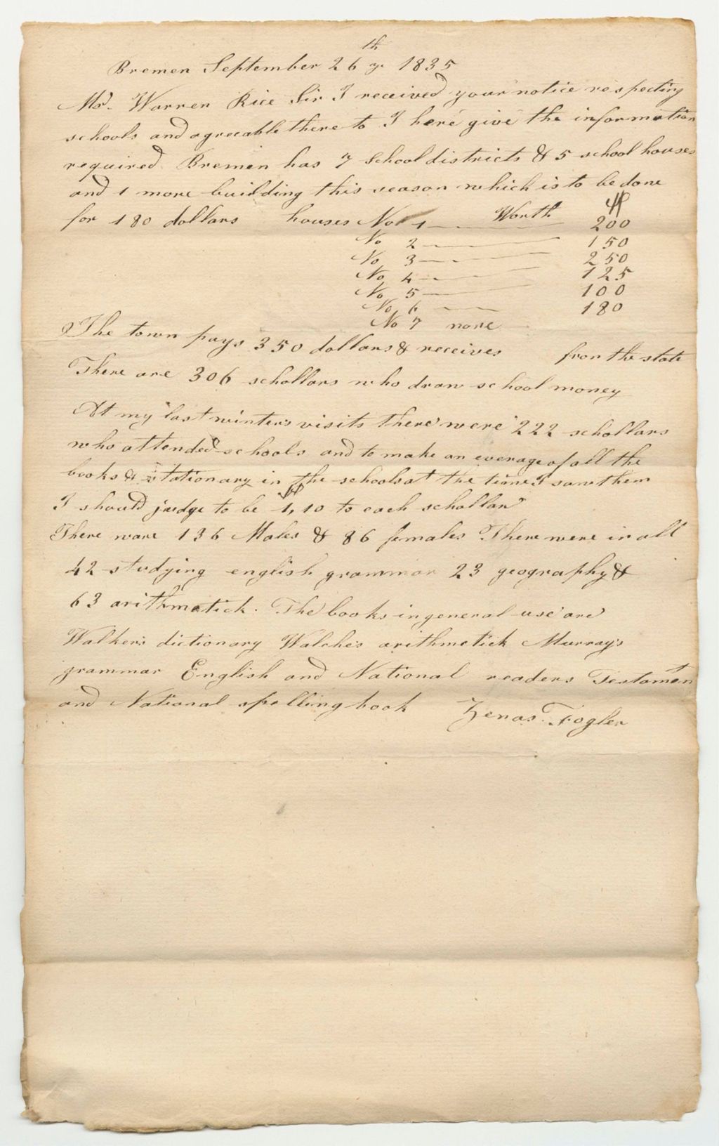 Miniature of Report of the Superintending School Committee of the Town of Brenen, in Obedience to a Resolve of the Legislature of the State