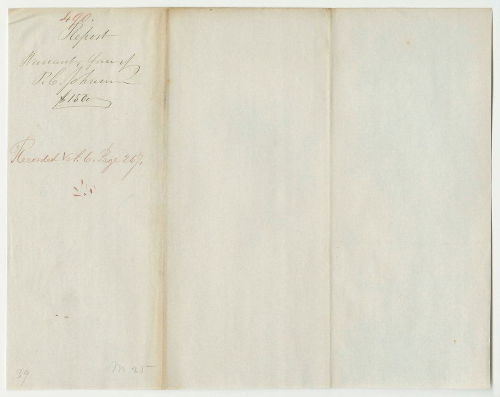 Miniature of Report 490: Warrant in Favor of P.C. Johnson for Making Indexes to the Public Documents