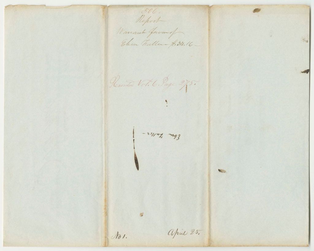 Miniature of Report 506: Warant in Favor of Eben Fuller