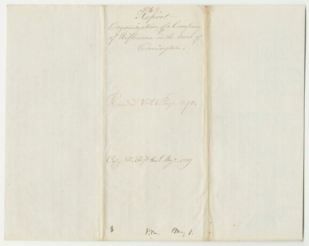 Miniature of Report 542: Report on the Organization of a Company of Riflemen in Orrington
