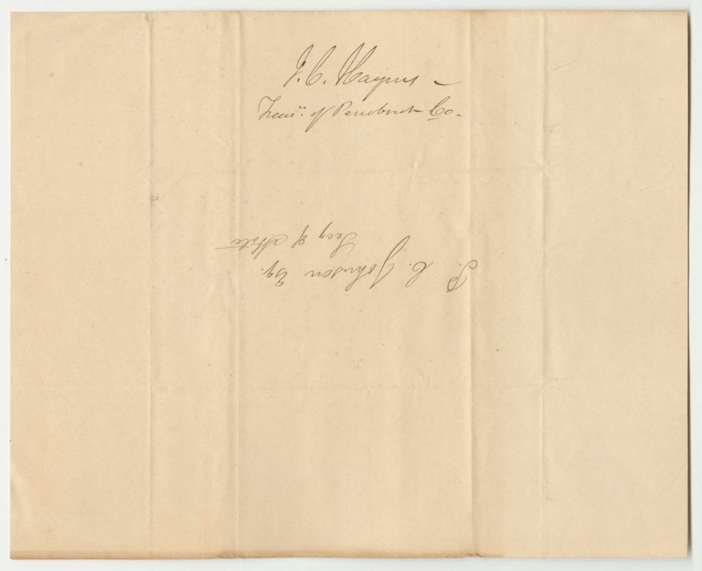 Miniature of Communication from Isaac C. Haynes, Relating to His Account as Penobscot County Treasurer