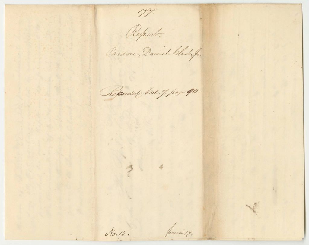 Miniature of Report 177: Report on a Pardon of Daniel Clark Jr. of Bradford