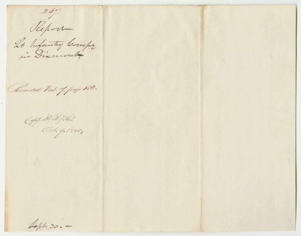 Miniature of Report 267: Report on the Petition of Charles P. Brown and Others to Be Organized into a Company of Light Infantry in Dixmont