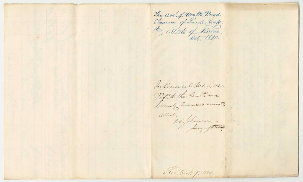 Miniature of Account of William M. Boyd, Lincoln County Treasurer