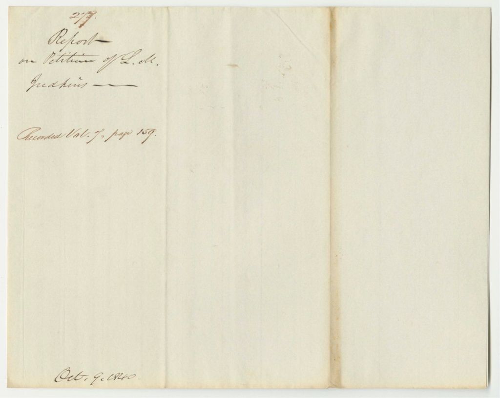 Miniature of Report 277: Report on the Petition of Lorain M. Judkins, for Remission of the Remainder of His Sentence