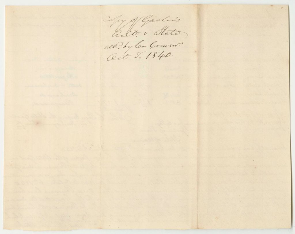 Miniature of Account of John C. Page, Keeper of the States Gaol in Norridgewock, Somerset County, for Support of Prisoners Confined Upon Charges and Convictions of Crimes Against the State from March 14th to October 6th 1840