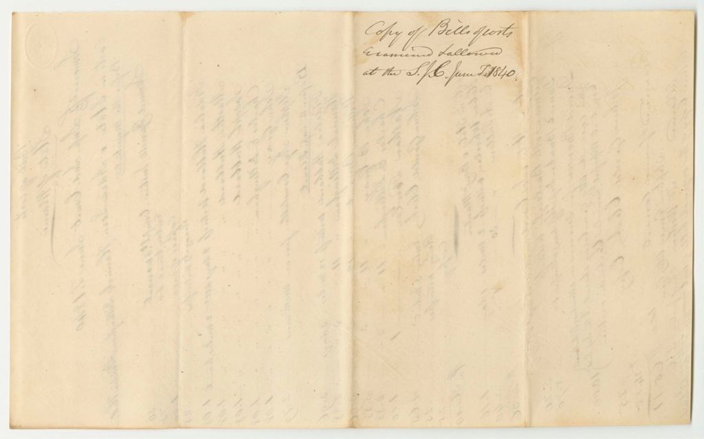 Miniature of Bills of Cost at the Supreme Judicial Court in Somerset County, June Term 1840