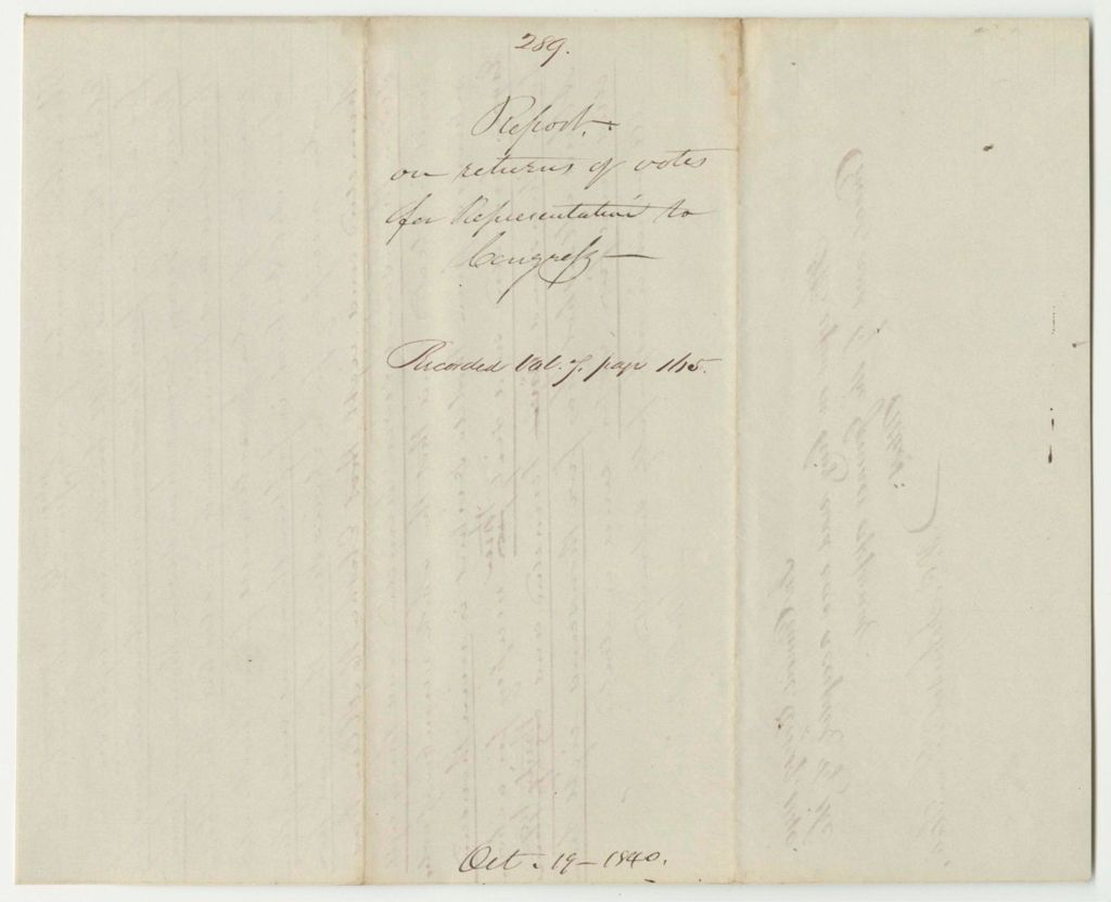 Miniature of Report 289: Report on the Return of Votes for Representative to Congress