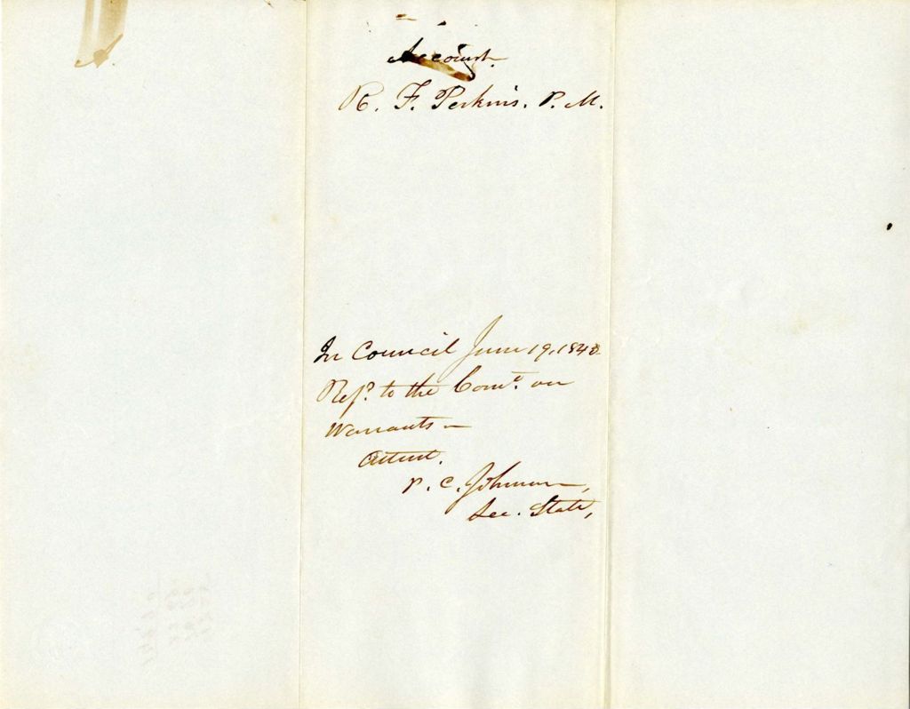 Miniature of Account, R.F. Perkins P.M.
