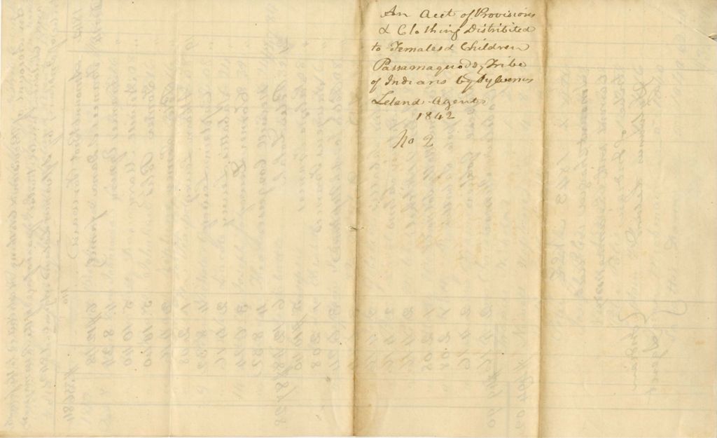Miniature of An account of provisions and clothing distributed to females and children of the Passamaquoddy Tribe