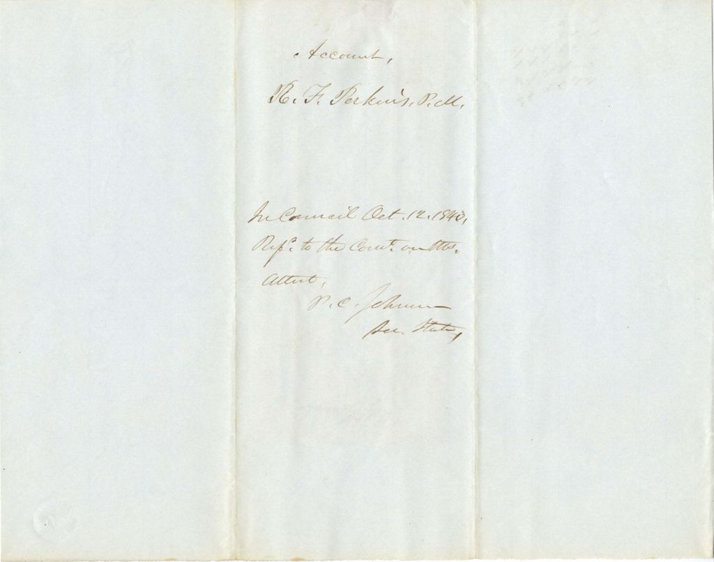 Miniature of Account: R.F. Perkins, P.M.