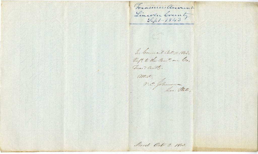 Miniature of Treasurer Account, Lincoln County