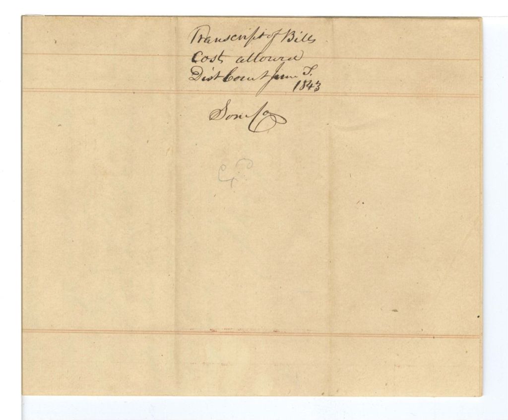 Miniature of Bill of Cost, Dist Court for the Middle District, Somerset County