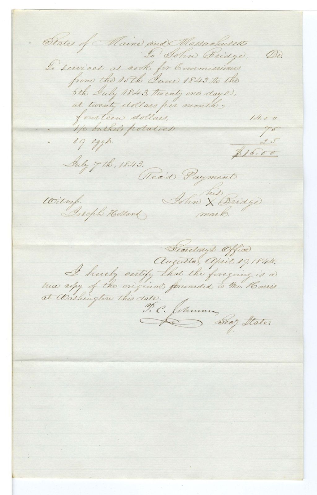 Miniature of Account of J. Bridge