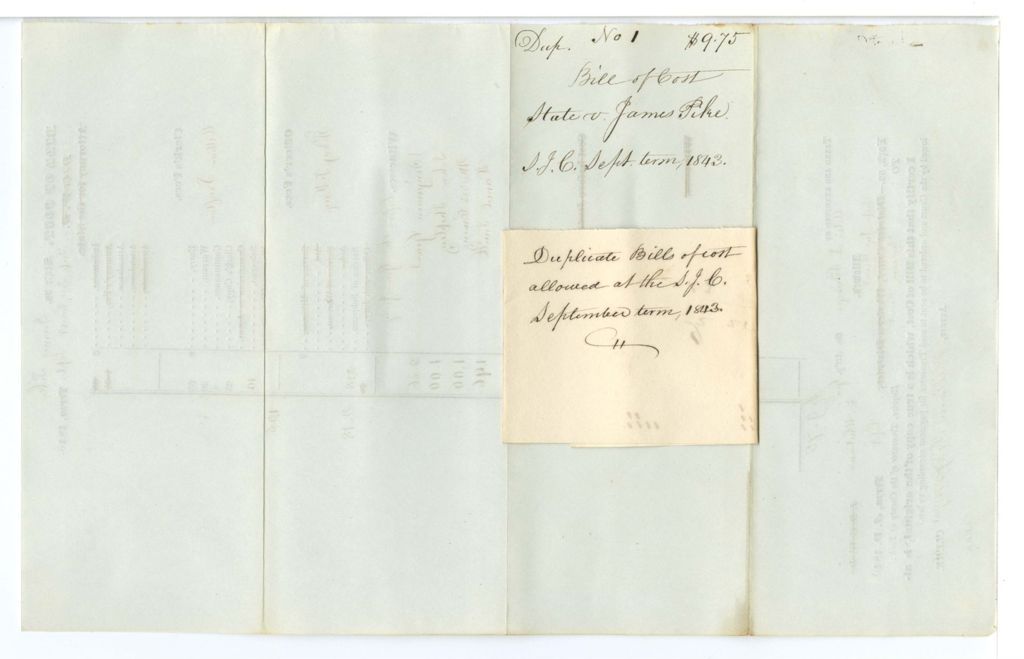 Miniature of Duplicate Bills of Cost, State v. James Pike