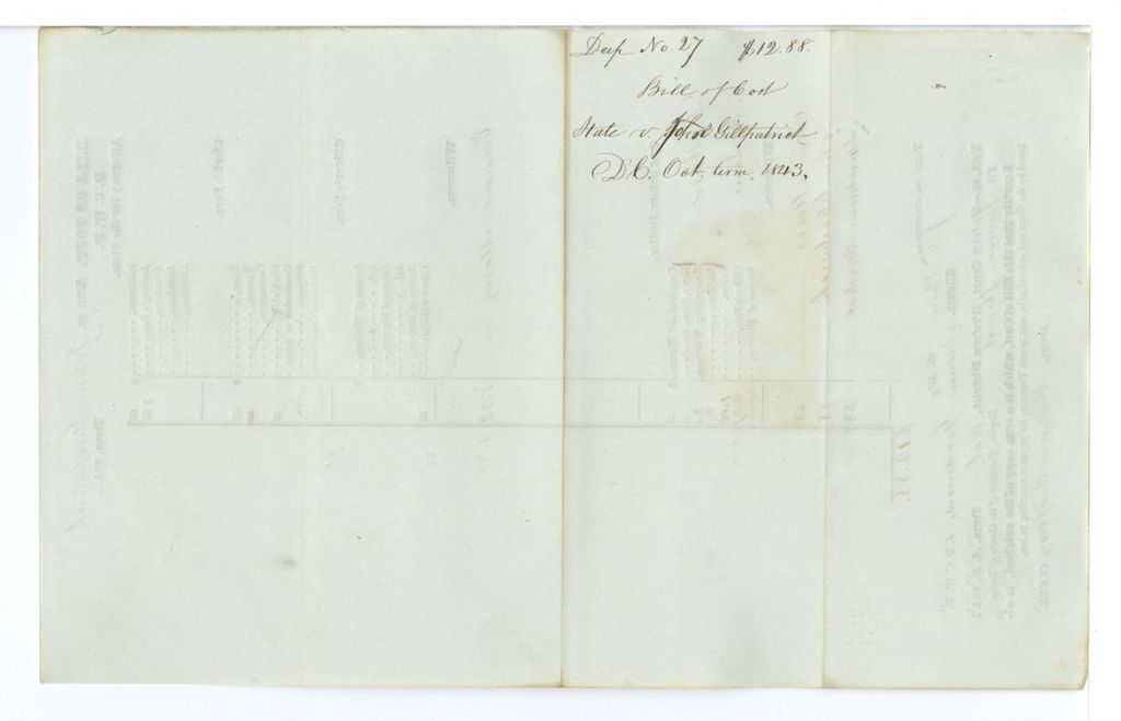 Miniature of Bill of Cost, State v. John Gillpatrick