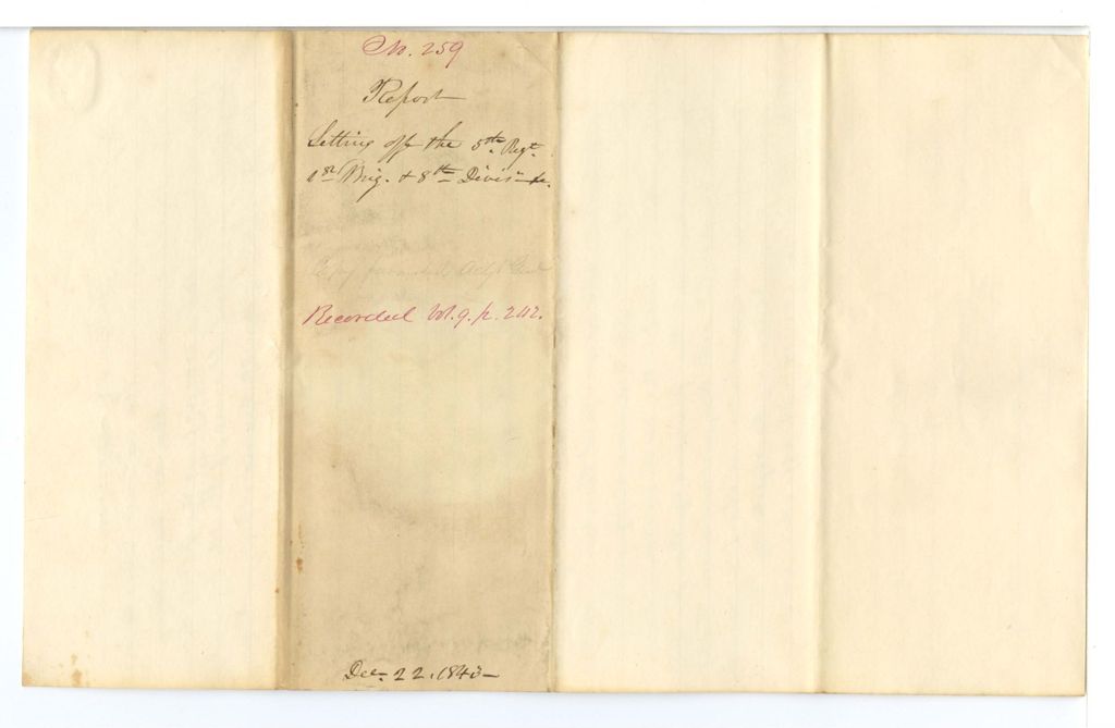 Miniature of Report setting off the 5th Regiment 1st Brigade 8th Division to the 1st Brigade 9th Division