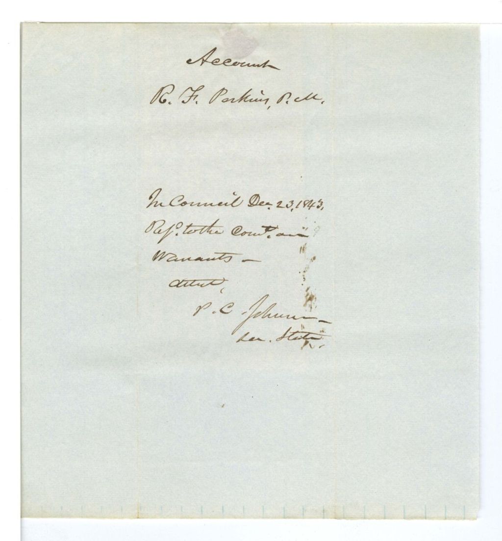 Miniature of Account of R. F. Perkins, P.M.