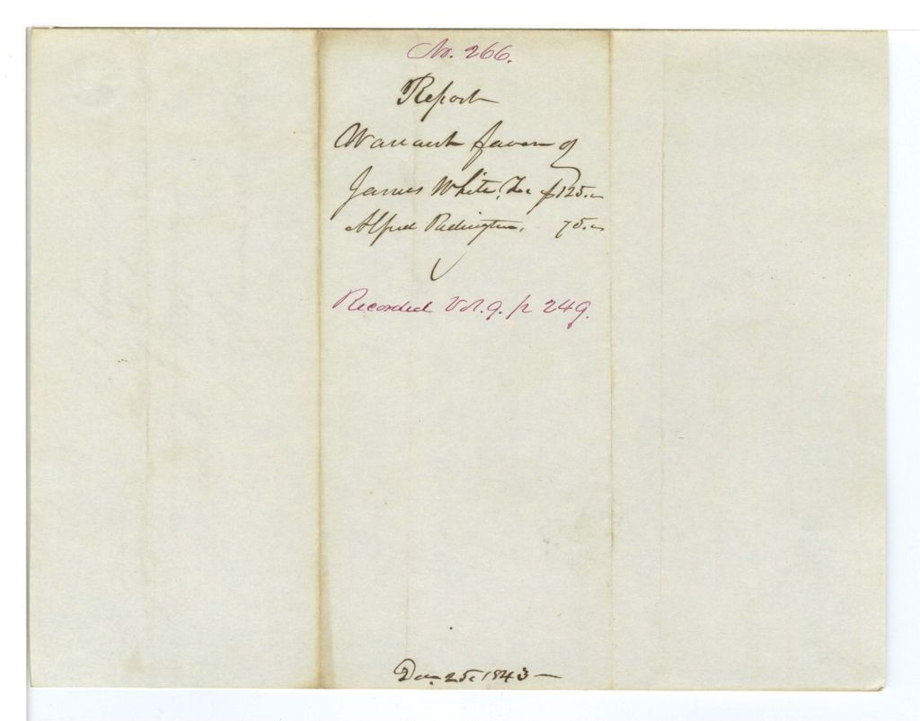Miniature of Report on the warrant in favor of James White and Alfred Redington