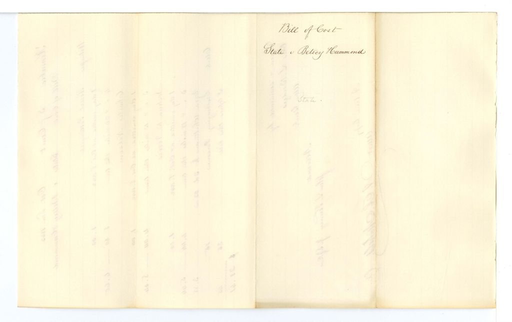 Miniature of Bill of Cost, State v. Betsey Hammond