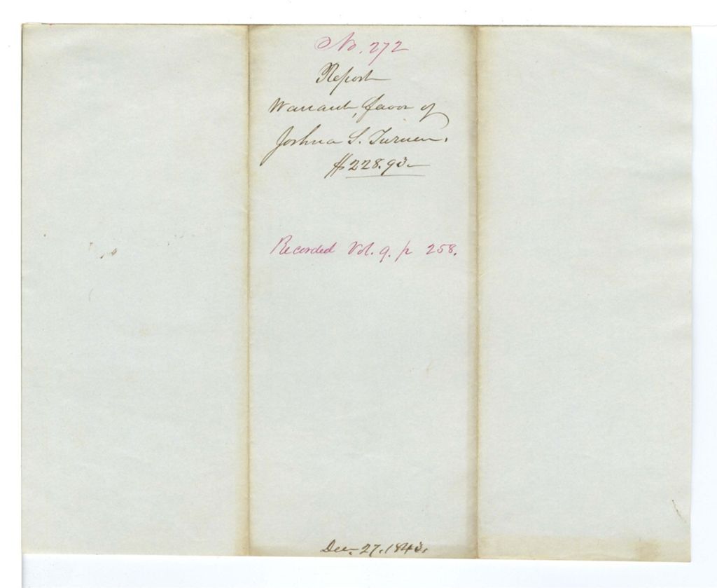 Miniature of Report on the warrant in favor of Joshua S. Turner, steward and treasurer of the Insane Hospital