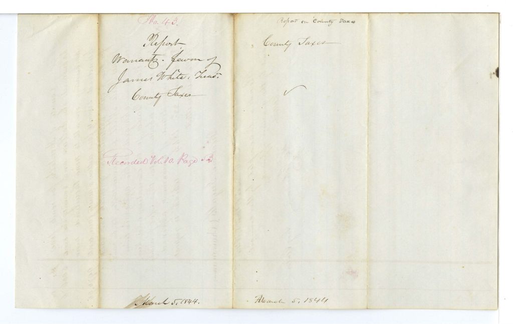 Miniature of Report 43: Report on the warrant in favor of James White, State Treasurer, for county taxes