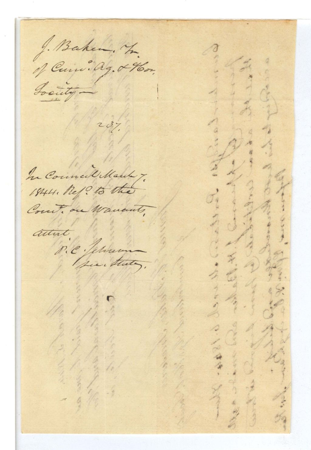 Miniature of Certification of James Baker for the receipt of funds