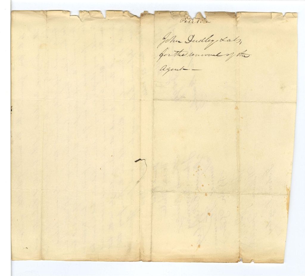 Miniature of Petition of John Dudley and others for the removal of agent
