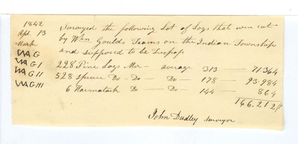 Miniature of John Dudley, survey for lumber