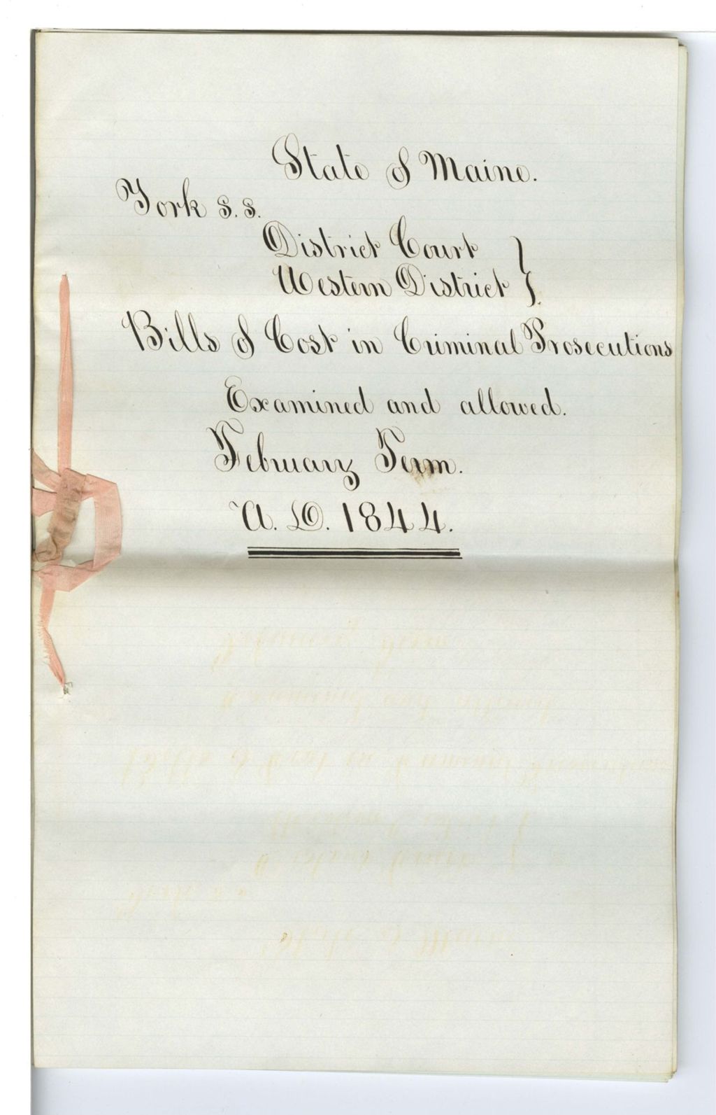 Miniature of Bills of Cost in Criminal Prosecutions