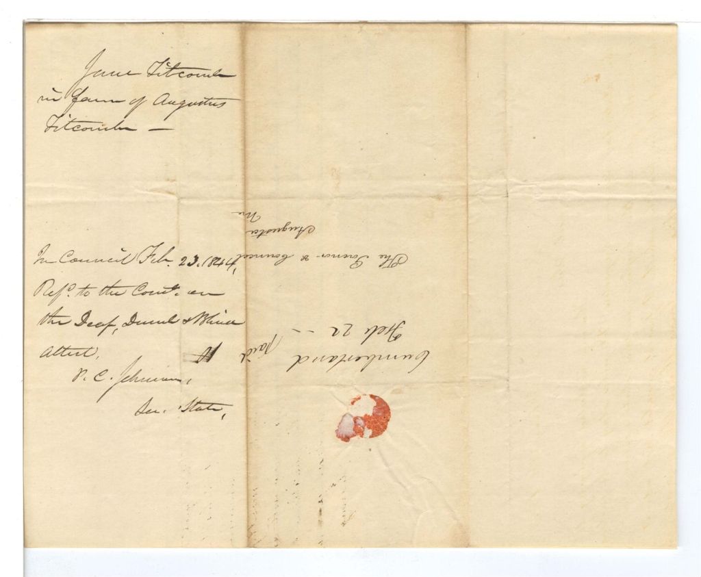 Miniature of Petition of James Titcomb in favor of Augustus Titcomb