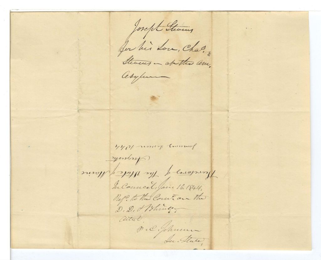 Miniature of Petition of Joseph Stevens for his son Charles Stevens