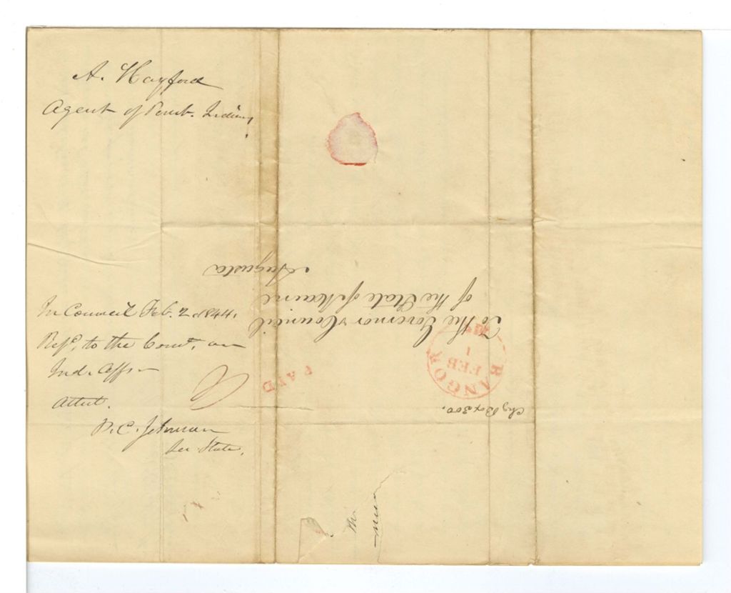 Miniature of A. Hayford, petition to remove resident priest