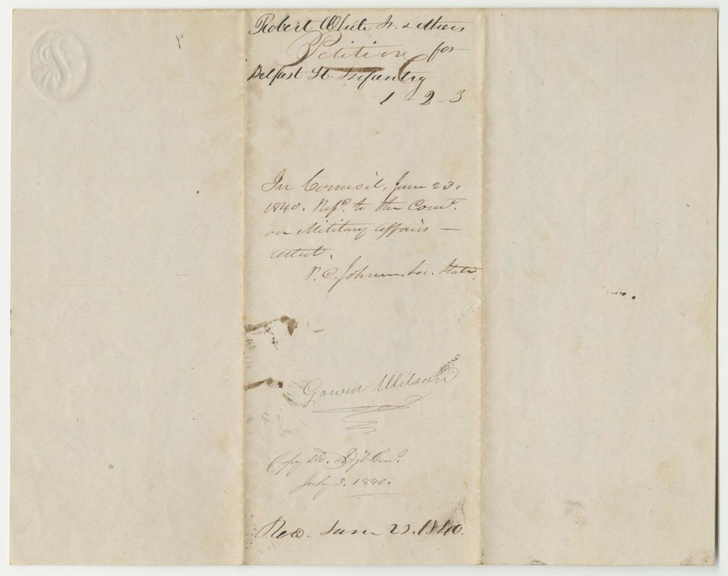 Miniature of Petition of Robert White and Others for the Organization of the Belfast Light Infantry Company