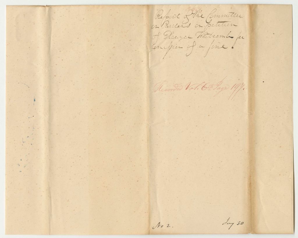 Miniature of Report 353: Report on the Petition of Eleazer Whitcomb for a Remission of a Fine